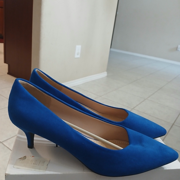 Dream Pairs Moda Blue Suede Kitten Heel Sz 11 - Picture 1 of 6